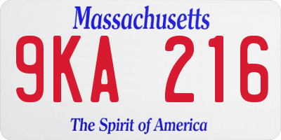 MA license plate 9KA216