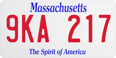 MA license plate 9KA217