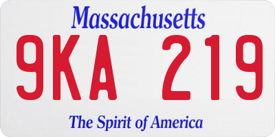MA license plate 9KA219