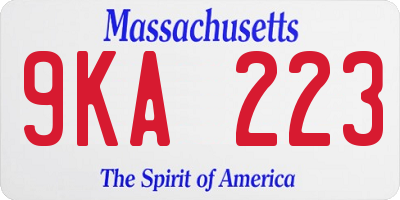 MA license plate 9KA223