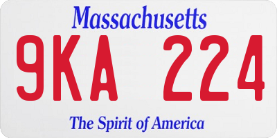 MA license plate 9KA224