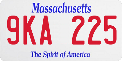 MA license plate 9KA225