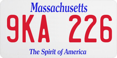 MA license plate 9KA226