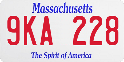 MA license plate 9KA228