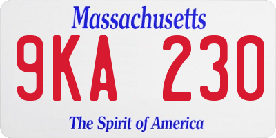 MA license plate 9KA230