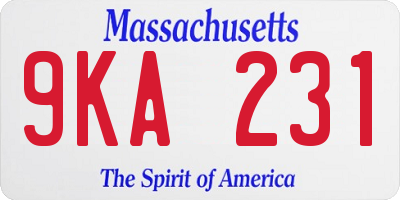 MA license plate 9KA231