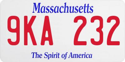 MA license plate 9KA232