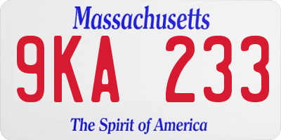 MA license plate 9KA233
