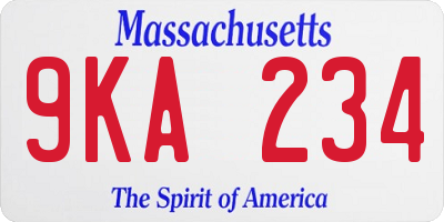 MA license plate 9KA234