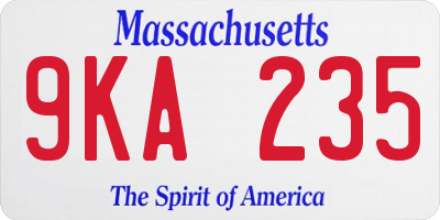 MA license plate 9KA235