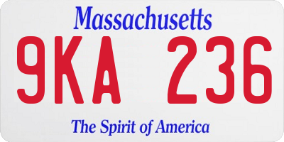 MA license plate 9KA236