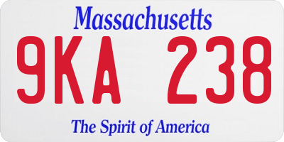 MA license plate 9KA238