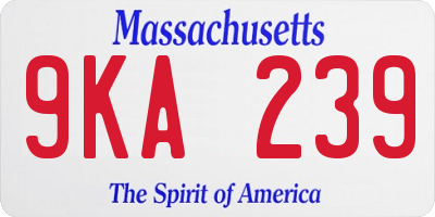 MA license plate 9KA239
