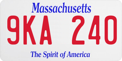 MA license plate 9KA240