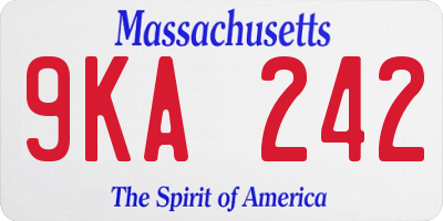 MA license plate 9KA242
