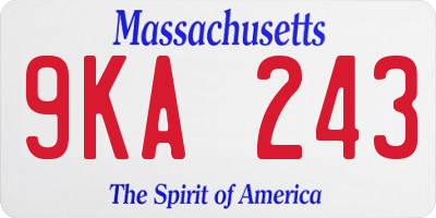 MA license plate 9KA243