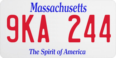 MA license plate 9KA244