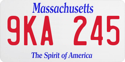 MA license plate 9KA245