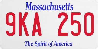 MA license plate 9KA250