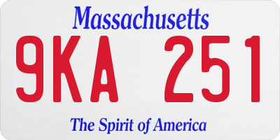 MA license plate 9KA251