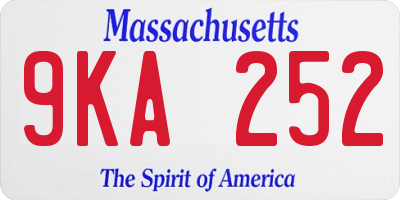 MA license plate 9KA252