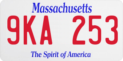 MA license plate 9KA253