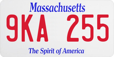 MA license plate 9KA255