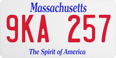 MA license plate 9KA257