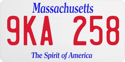MA license plate 9KA258