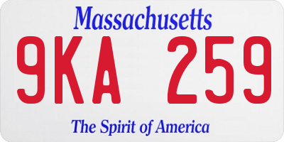 MA license plate 9KA259