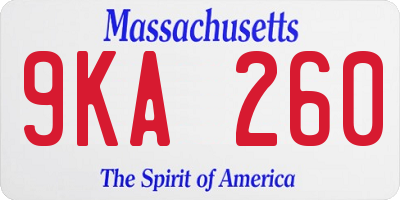 MA license plate 9KA260