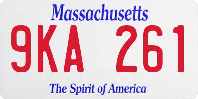 MA license plate 9KA261