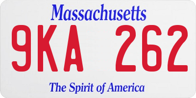 MA license plate 9KA262