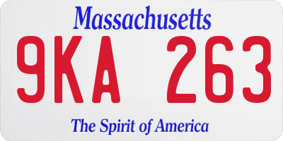 MA license plate 9KA263