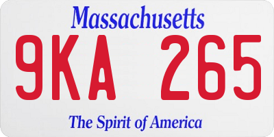 MA license plate 9KA265