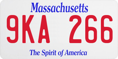 MA license plate 9KA266