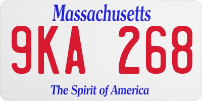 MA license plate 9KA268
