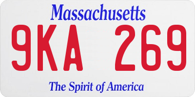 MA license plate 9KA269