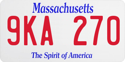 MA license plate 9KA270