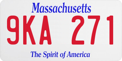 MA license plate 9KA271