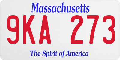 MA license plate 9KA273