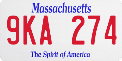 MA license plate 9KA274