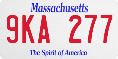 MA license plate 9KA277