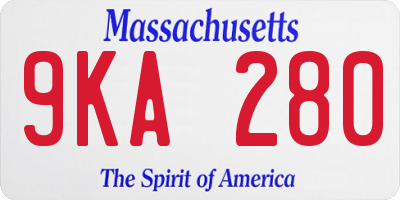 MA license plate 9KA280