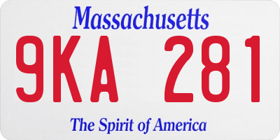 MA license plate 9KA281