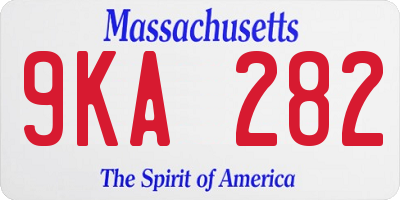MA license plate 9KA282