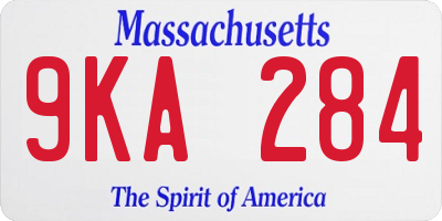 MA license plate 9KA284