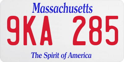 MA license plate 9KA285