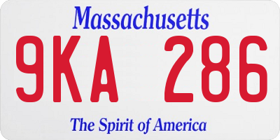 MA license plate 9KA286