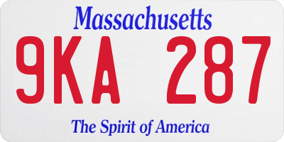 MA license plate 9KA287